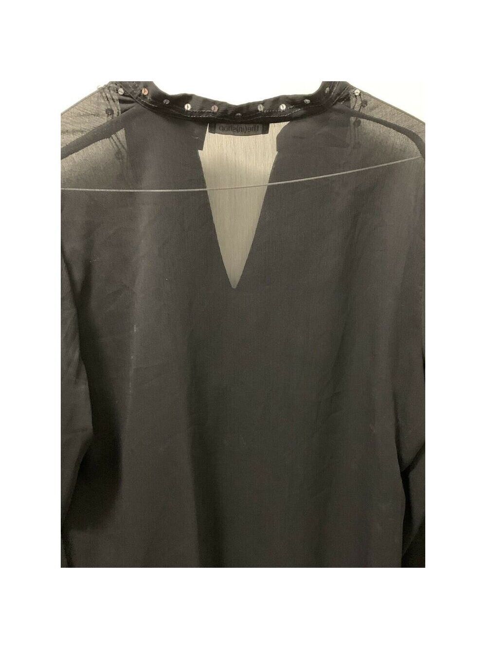 The In Shop Womens Black Top- Xl-Sleeve Sequined Blouse - Picture 3 of 6